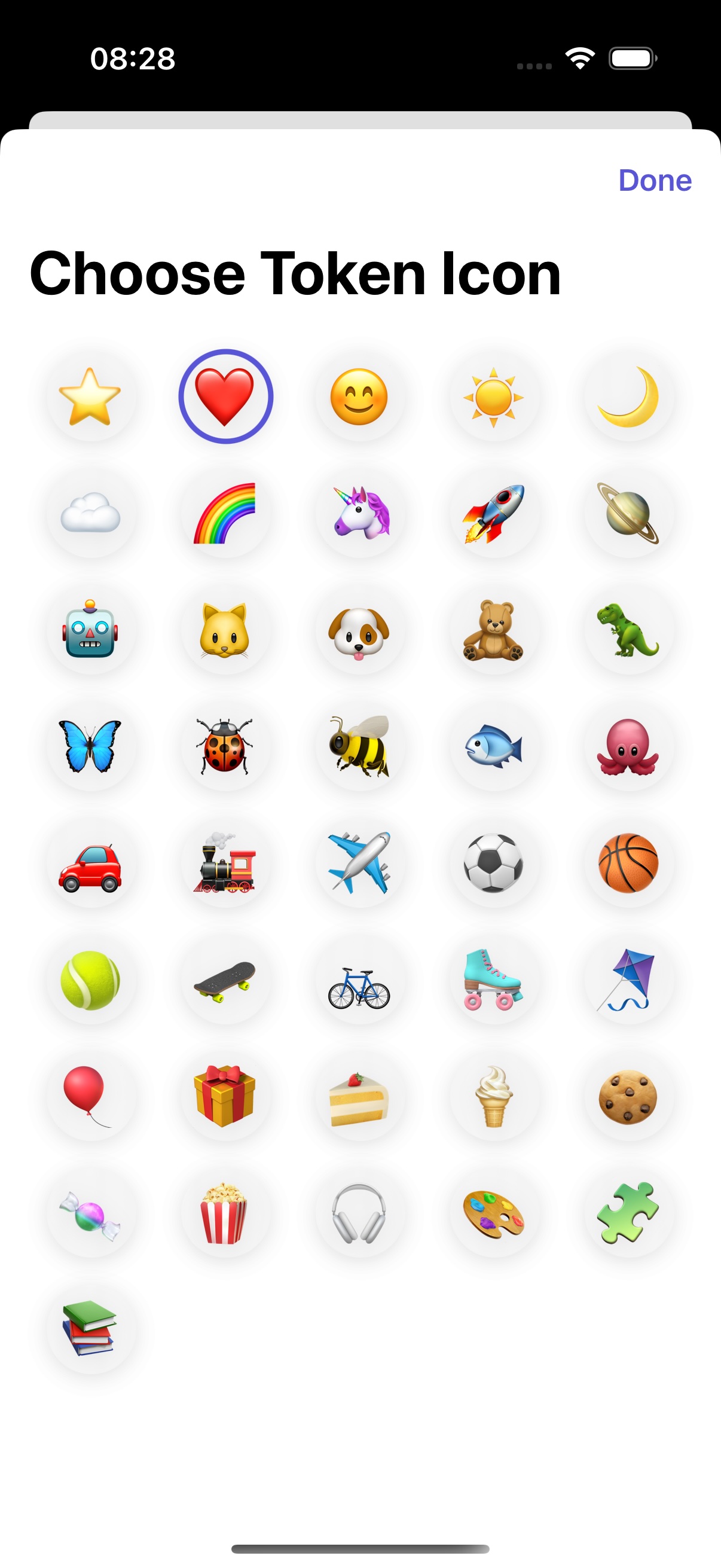 ABA Token Board app screenshot: customizing board color, title and number of tokens
